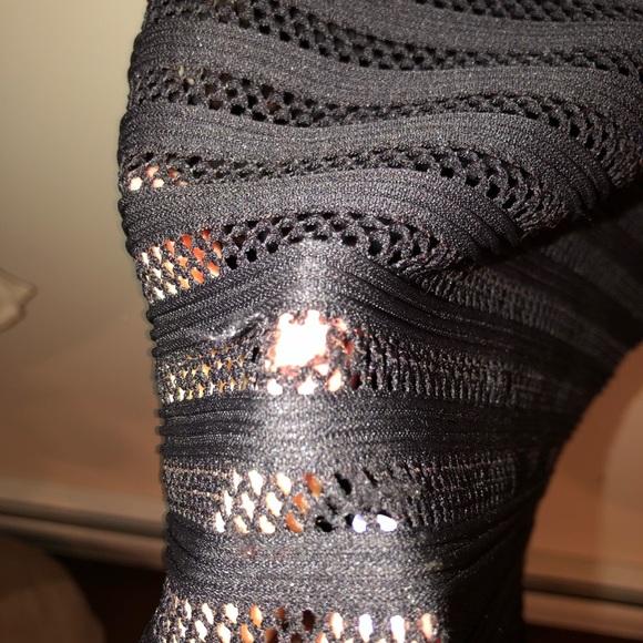 Revolve black mesh crochet turtleneck dress Twenty - Picture 6 of 8